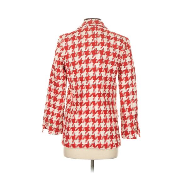 Sandro Floriane Houndstooth Pattern Blazer Red White 1 (small) - Picture 4 of 5